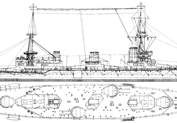 Корабль HMS New Zealand [Battlecruiser] (1912) - чертежи, габариты, рисунки
